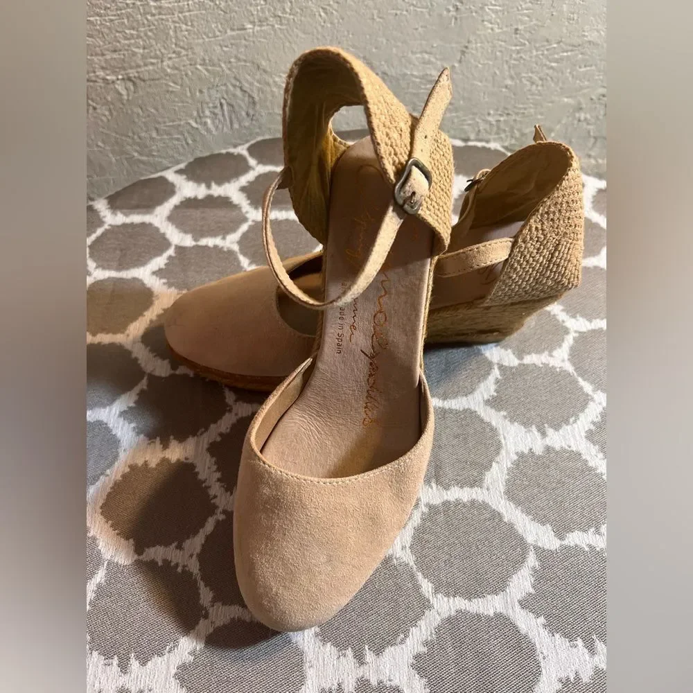 Tan Espadrille Wedge Shoes with Jute Heel Anthropologie brand Gainno md in Spain